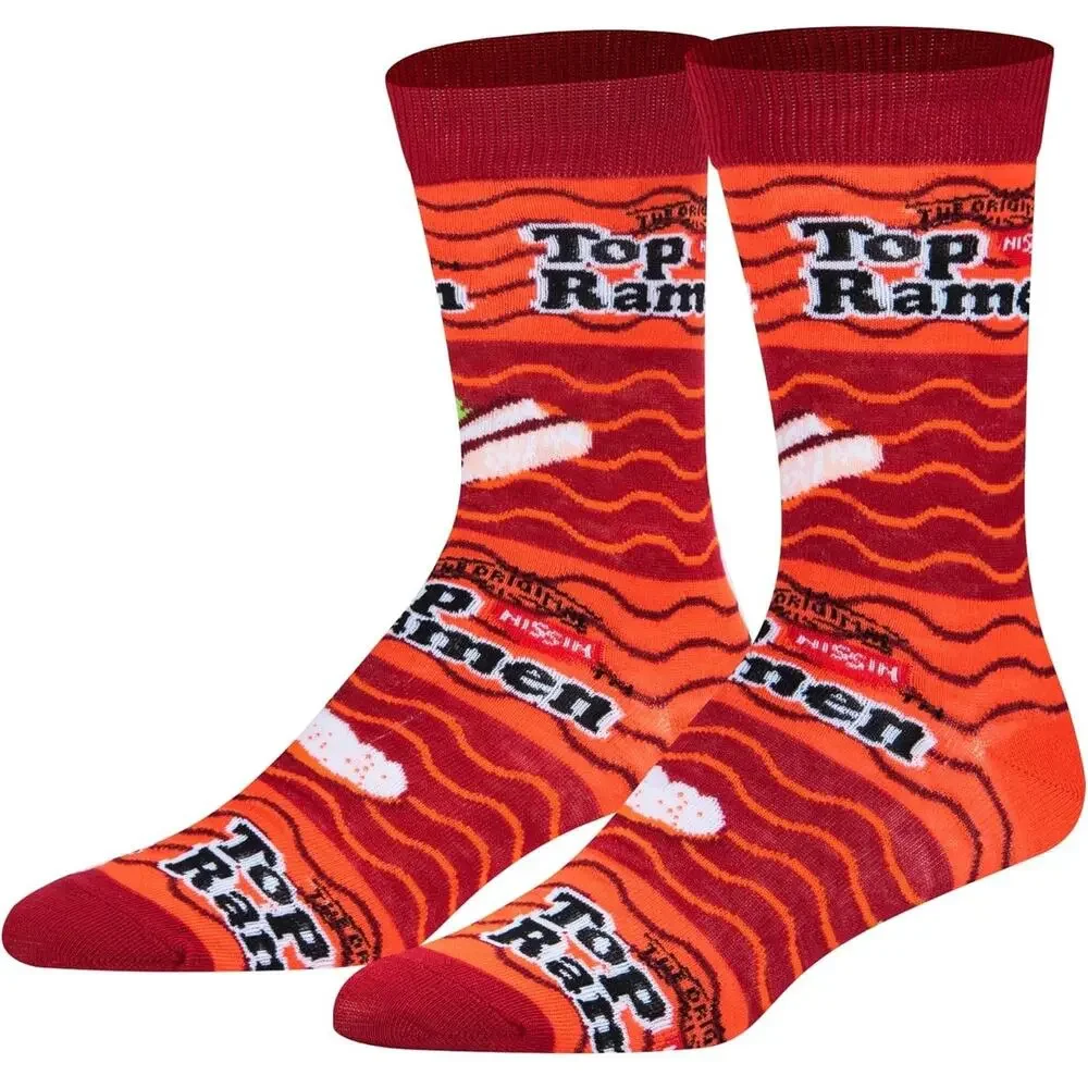 Odd Sox Unisex Top Ramen Soup Novelty Crew Socks Funny Retro 80s 90s Theme Red